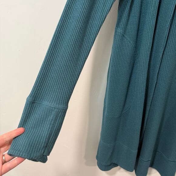 Athleta Women's Harmony Pose Cardigan Sweater Hooded Duster Wrap Blue Small - Picture 6 of 8